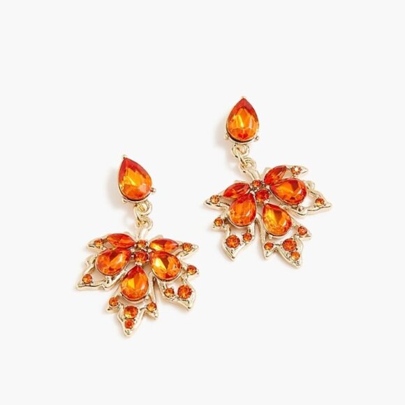 J.Crew Factory Crystal Leaf Statement Earrings - Picture 2 of 5